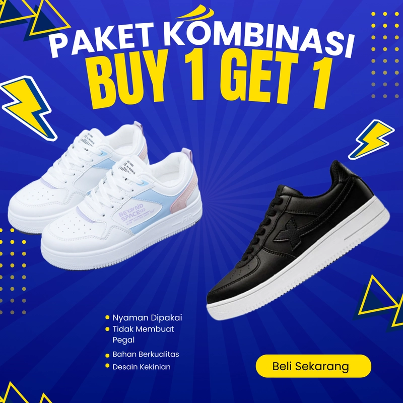 Product image Koekita - Paket Kombinasi Buy 1 Get 1 Sepatu Kets Sneakers Wanita Beyound Space & BY-05 36 TOSCA & HITAM
