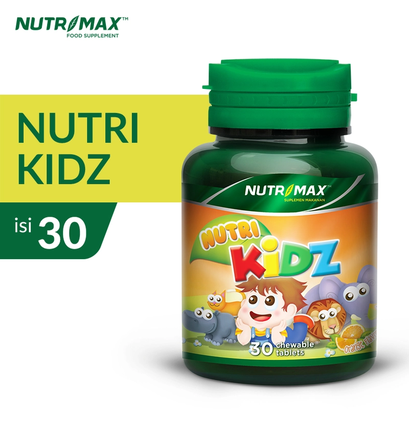 Product image Nutrimax Nutrikidz 30 Tablet Kunyah Multi Vitamin Mineral DHA Penambah Nafsu Makan Anak Isi 30 Tablet Kunyah