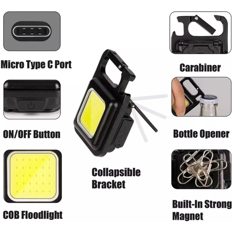 Product image KAHASIL - Lampu Senter LED COB Portable USB Gantungan Kunci Mini Kecil Keychain Camping Multifungsi KMJ204 BAHAN PLASTIK