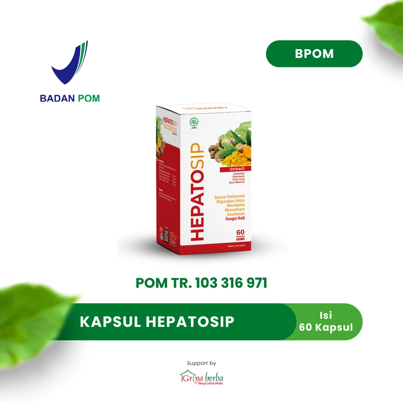 Product image Griya Herba - Hepatosip Obat Herbal Membantu Memelihara Kesehatan Fungsi Hati Hepatitis Halal BPOM 60 Kapsul Original