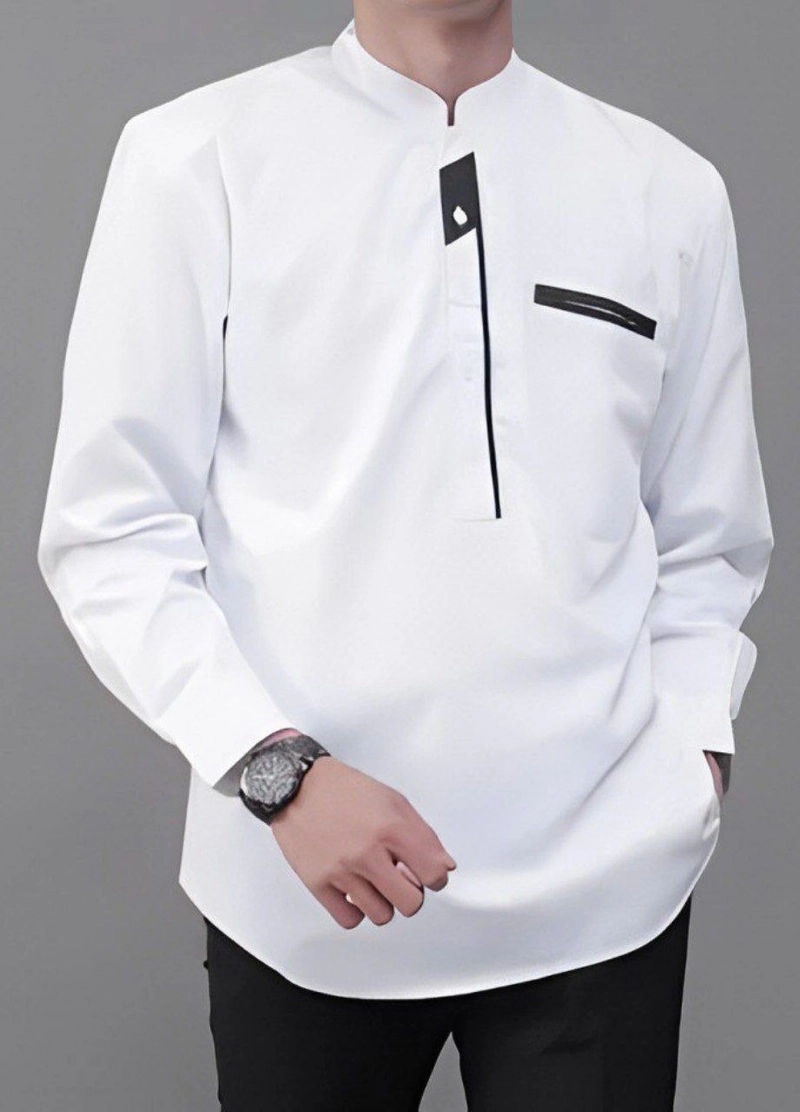 Product image Batik Alfin - Baju koko pria Dewasa Lengan panjang motif Abid modern terbaru nyamn di pakai M Koko abid putih