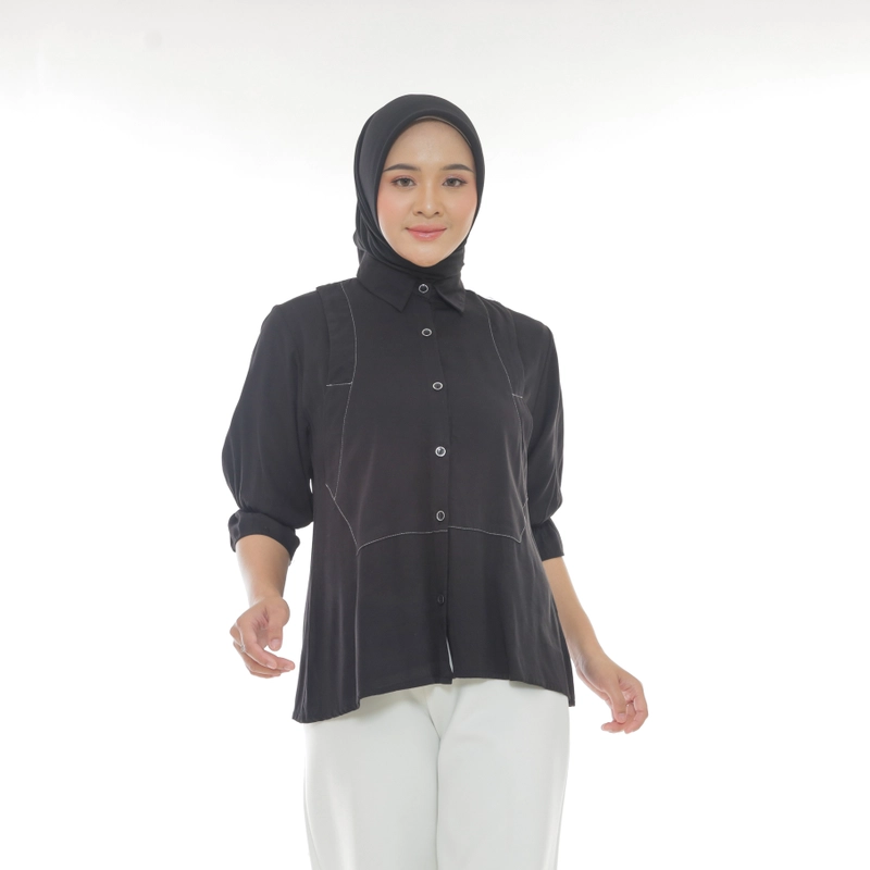 Product image Sseolshop - SSEOLSHOP - APRIL baju atasan wanita terbaru 2025 blouse korea JUMBO L Hitam