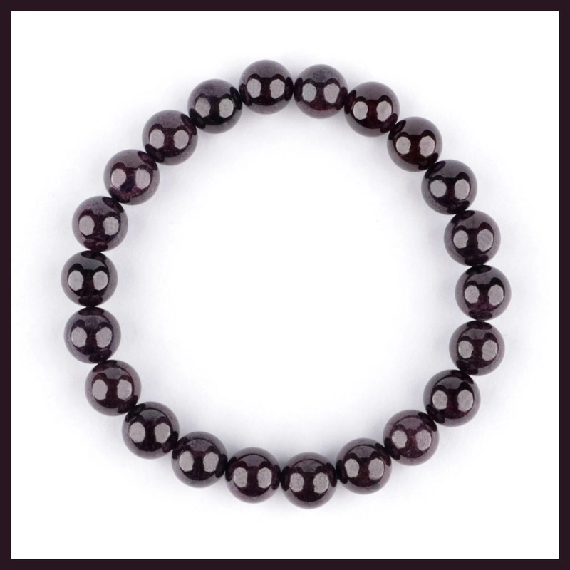 Product image CENTRAL GROSIR GEMSTONE - Gelang Pria Wanita Natural Garnet Grade AAA 8mm 16 Merah Keunguan