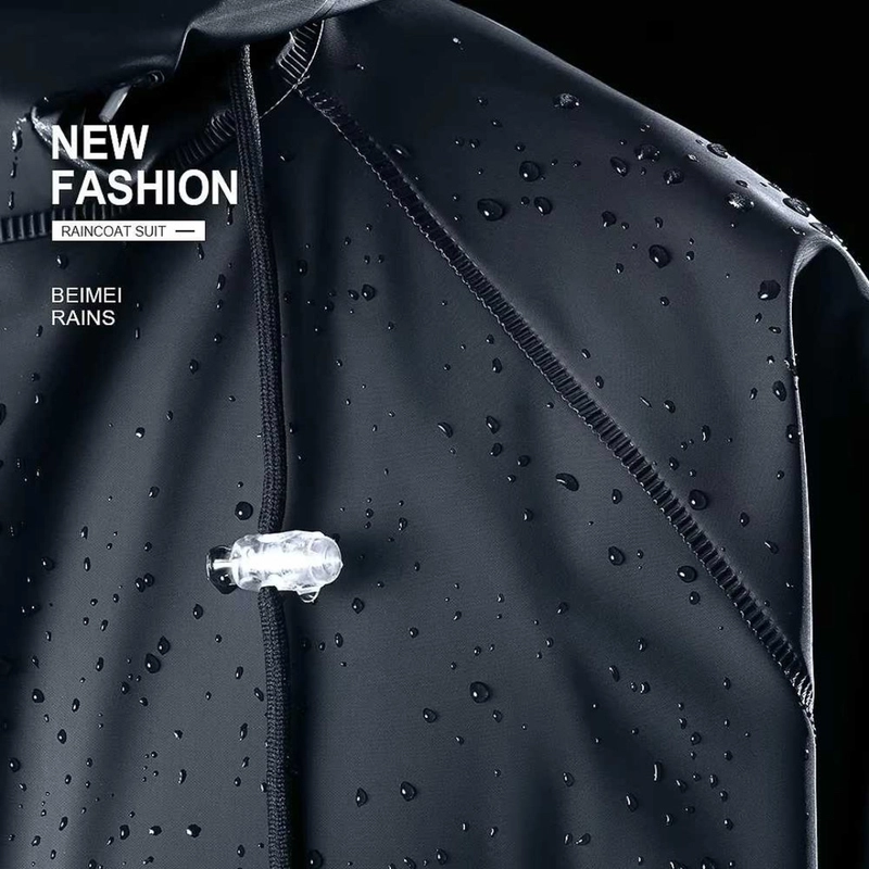 Product image KAMJE Jas Hujan Setelan Motor Dewasa Visor PVC Tebal Waterproof Anti Tembus Angin Raincoat Unisex L Hitam