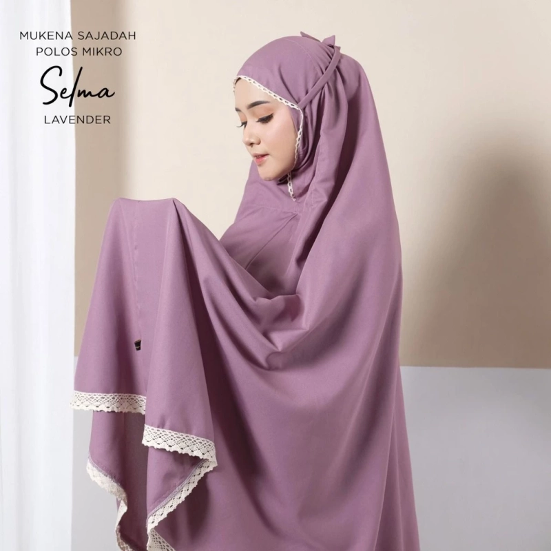 Product image qayd - Mukena Selma Dewasa Tas Sajadah Polos Bahan Katun Mikro Dewasa Lavender