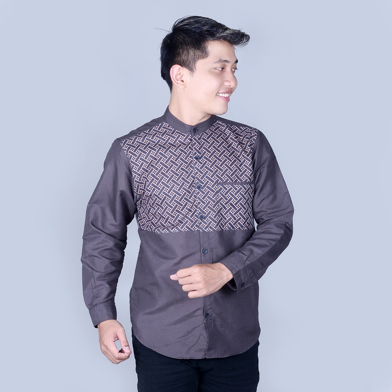 Product image MALLVOSE - KOKO KEMEJA PRIA DEWASA LENGAN PANJANG MOTIF DADA M COKLAT