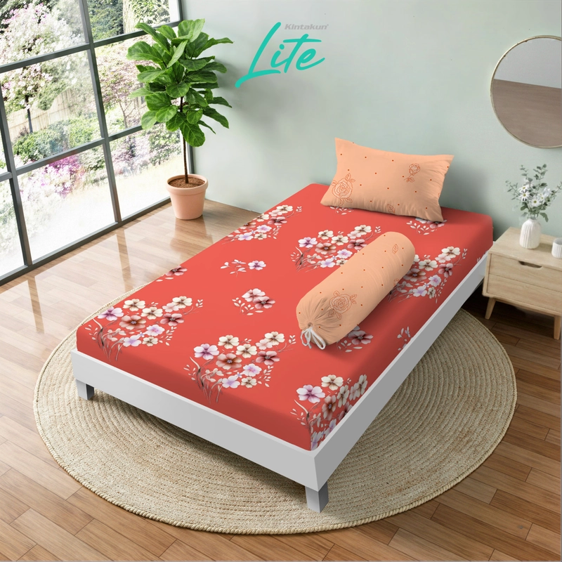 Product image Kintakun - Kintakun LITE Sprei Set 120 x 200 Fitted T30 cm Minimalis Flower Aesthetic Microfiber 120 x 200 Aqila