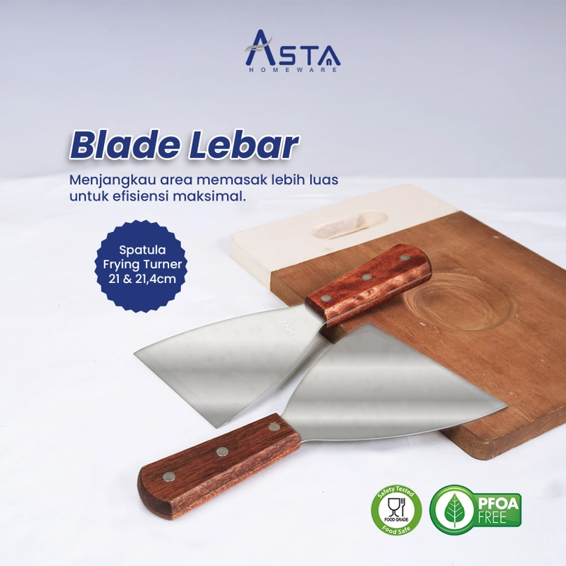 Product image Asta Spatula Kape Martabak Roti Pizza Stainless Asta Gagang Kayu Lebar 10 dan 12 cm Size Medium