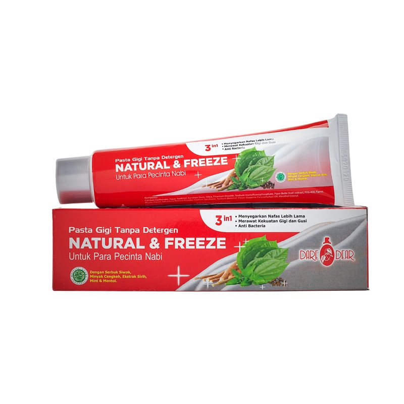Product image Dare and Dear - Pasta Gigi Herbal Tanpa Detergen Menghambat Karang Gigi Sariawan dan Bau Mulut 2 pcs mint