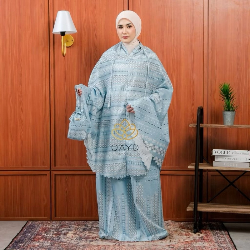 Product image qaydstoreid - beli 2 Mukena dewasa aminah gratis 1 mukena anak Aminah 2in1 Katun Premium Mukena aminah blue