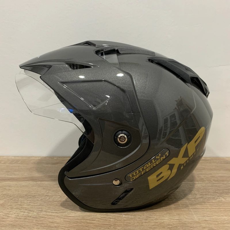 Product image Helm GL Abu Abu Glossy Polos Solid - Single Visor (Kaca Clear) Helm SNI Helem Dewasa L GL Abu Glossy