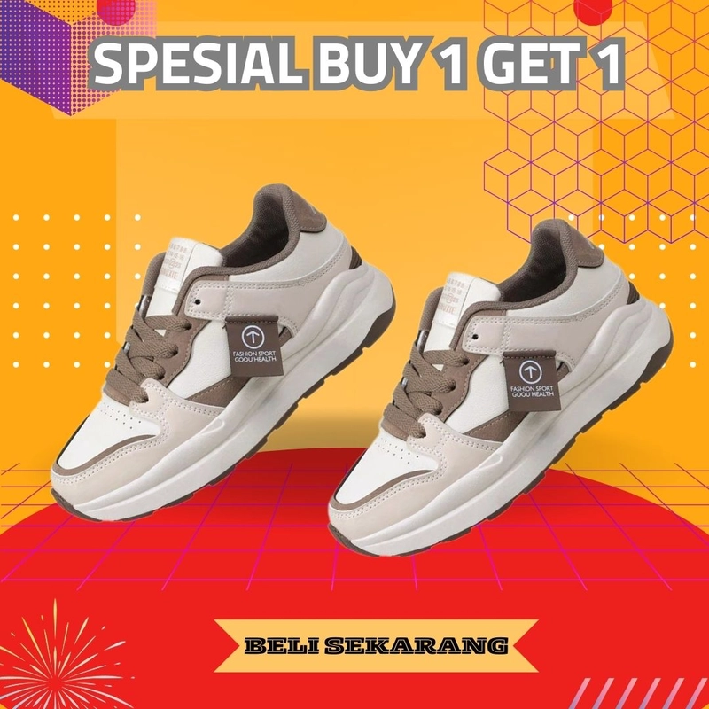 Product image LUXIA - Buy 1 Get 1 Sepatu Kets Sneakers Wanita Korean Shoes GM-219 41 COKLAT