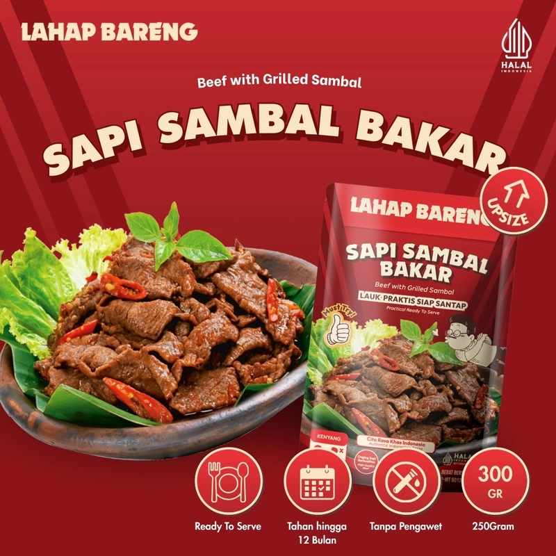 Product image Lahap Bareng - [NEW] Sapi Sambal Bakar 300gr - Lauk Praktis Siap Santap - Ready to Serve Real Foo 300 gr Sapi Sambal Bakar