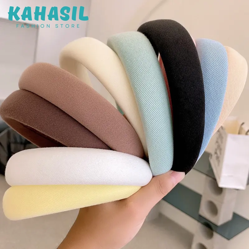 Product image KAHASIL - Bando Bandana Headband Aksesoris Rambut Kain Busa Tebal Polos Empuk KMJ240 all variant OFF WHITE