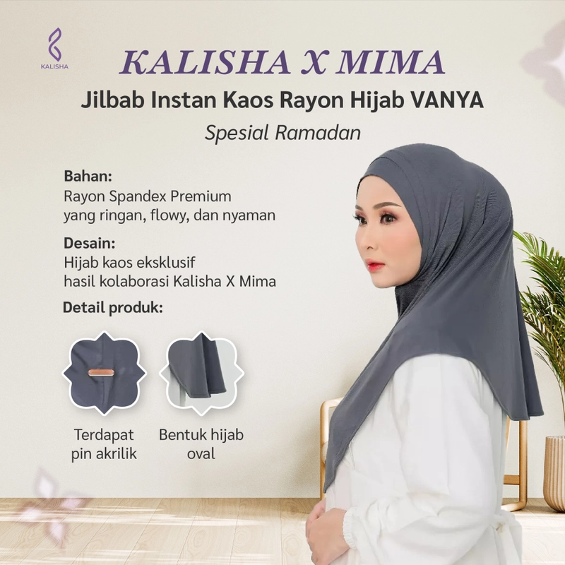 Product image Kalisha official - KALISHA X MIMA Jilbab Instan Kaos Rayon Hijab VANYA SIZE M Caramel