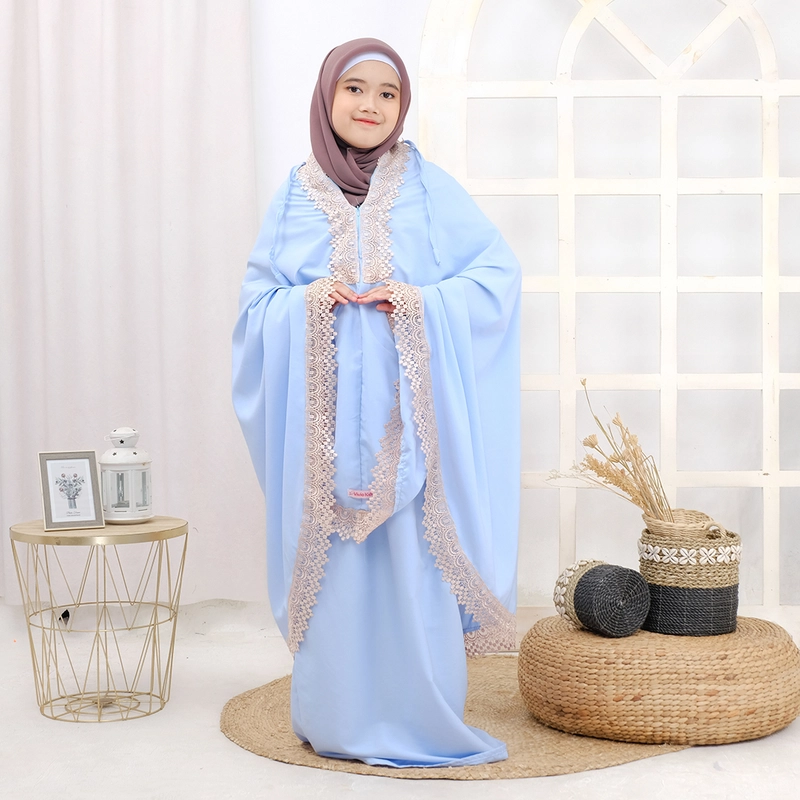 Product image Vivio Kids - Mukena Anak 2 in 1 Resleting Dagu SD SMP Khalisa Series M Biru Mint