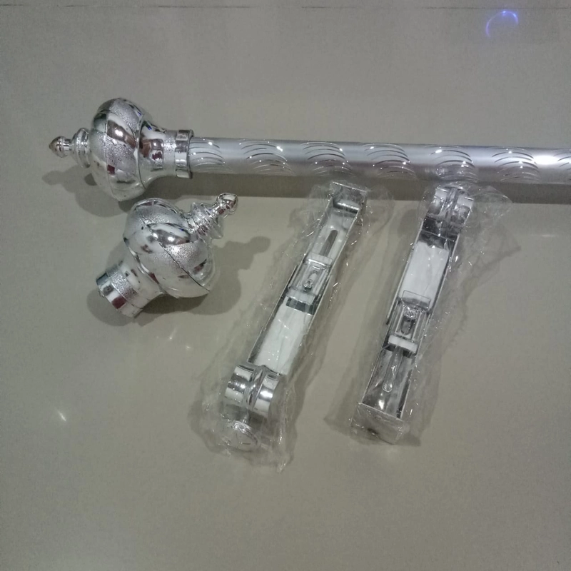 Product image Galeripuko - TIANG HORDENG SET KOMPLIT / BESI BATANG GORDEN REL PIPA 1 METER SILVER [PO 3 hari Kerja]