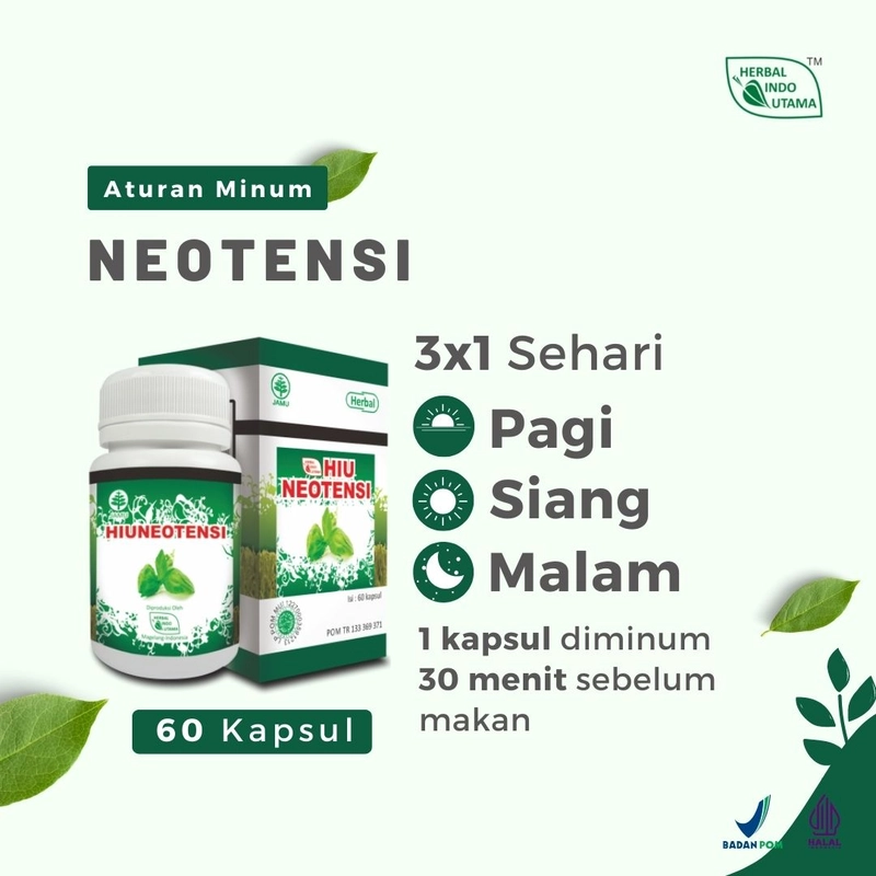 Product image Herbal Indo Utama - HIUNEOTENSI Obat Herbal Hipertensi Turunkan Tekanan Darah Tinggi 60 Kapsul 60 kapsul Kapsul serbuk