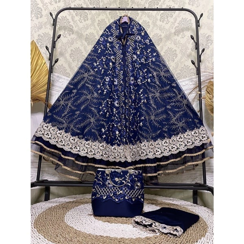 Product image Mukena Brukat Mewah Al-Mardiyah All Size Biru