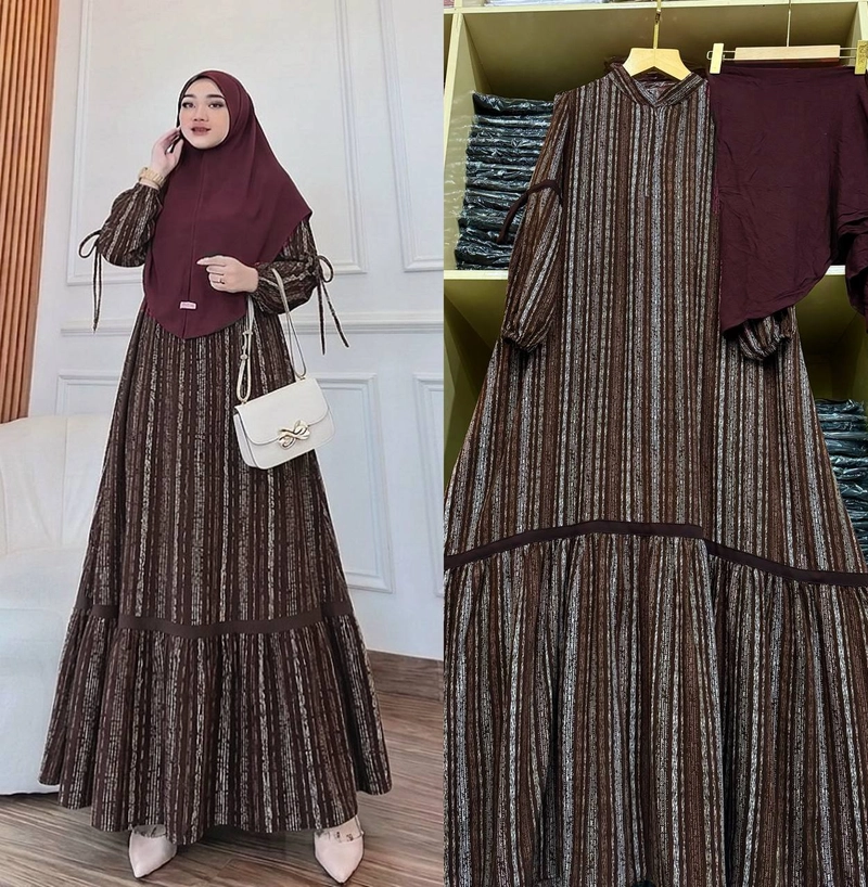 Product image Khisna collection - New set Valencia bergo model best Allsize Kopi