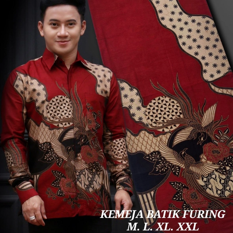 Product image Kois Batik - Kemeja Batik Pria Berlapis Furing Motif Larasati Xxl Larasati merah