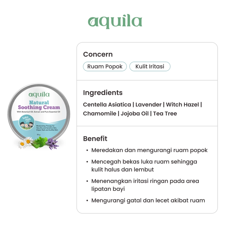 Product image Aquila Natural Soothing Cream/Diaper Rash/Krim Ruam Popok/Biang Keringat 50gr all skin type