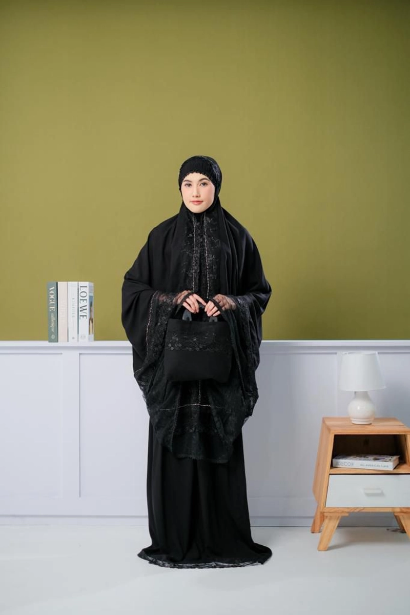 Product image SRIAYU COLLECTION - MUKENA DUBAY 2 TERBARU BY SRIAYU COLLECTION ALL SIZE HITAM