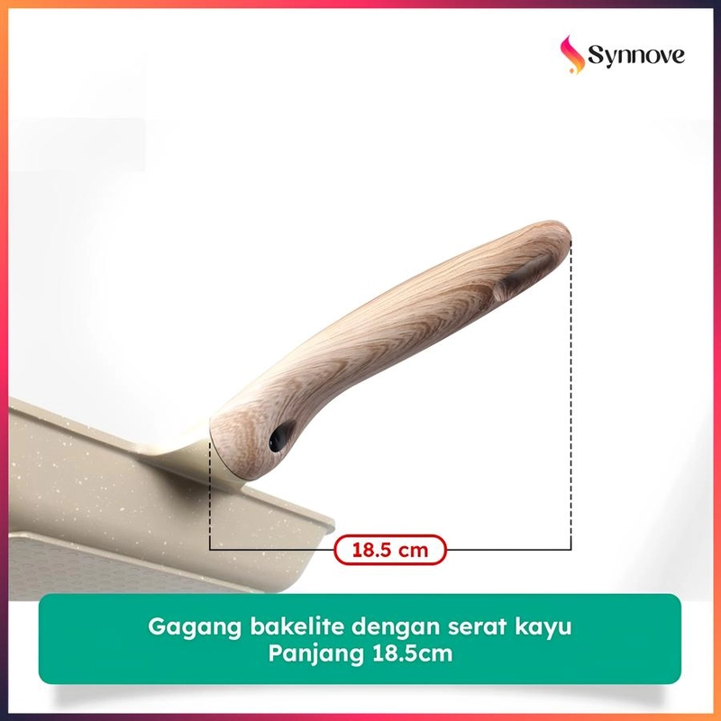 Product image Synnove - Wajan Penggorengan White Granite PFOA FREE Wajan Teflon Anti Lengket Tamagoyaki 15cm X 18cm White Granite