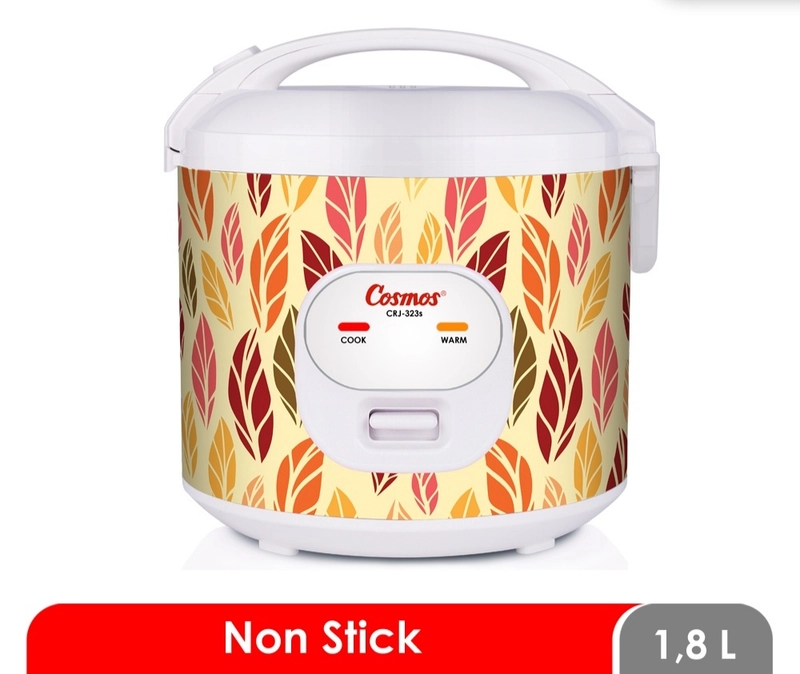 Product image Cosmos - Rice Cooker Non Stick 2L CRJ 323 S CRJ 323S white motif daun 