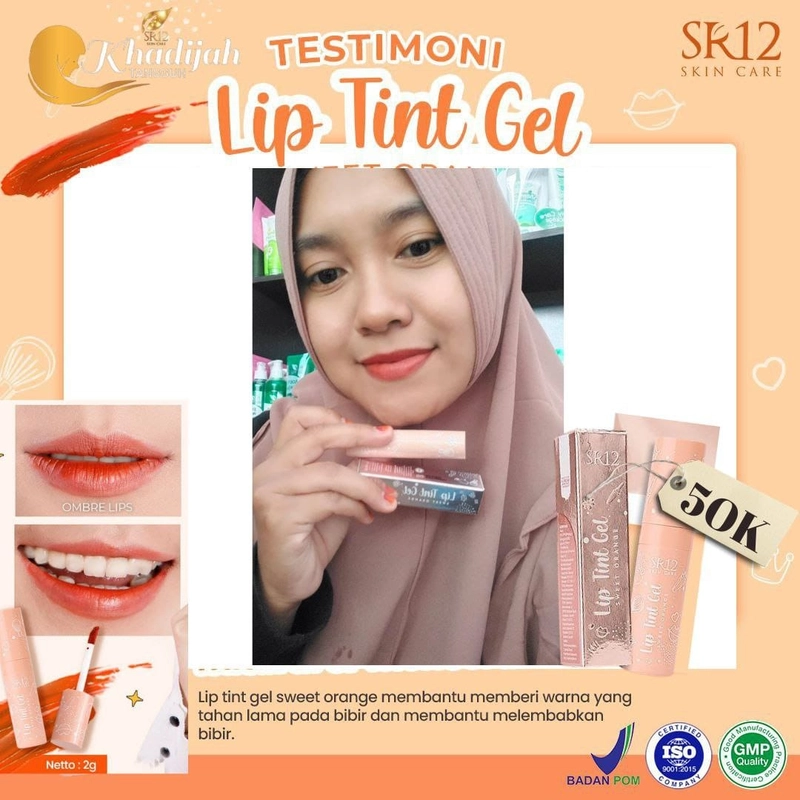 Product image SR12 Liptint Gel Sweet Orange Natural Finish Melembabkan Dan Menutrisi Bibir 2g Sweet Orange