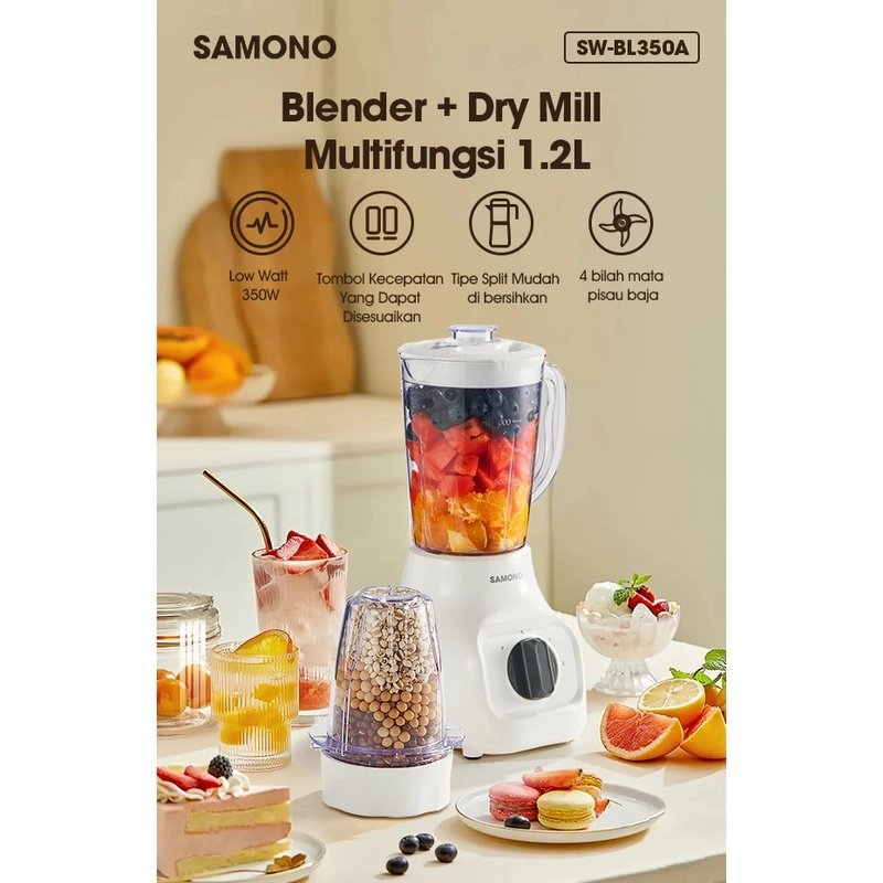 Product image UTAMAMEGA - Blender Jus dan Bumbu Serbaguna Samono SW-BL350A 1koma2L 350w Low Watt Warna Random