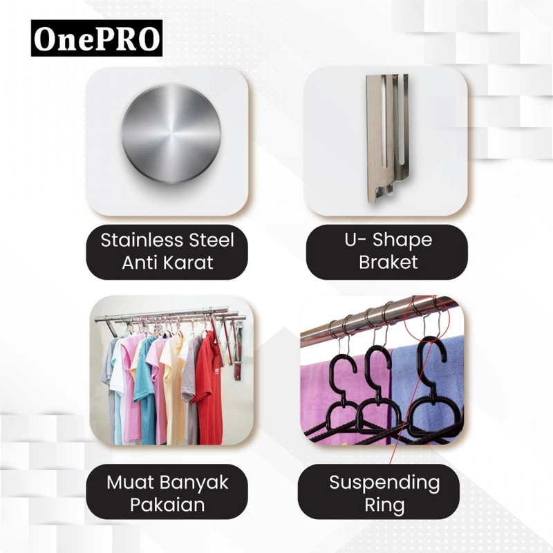 Product image One Pro - Jemuran dinding ONEPRO OP-A5100 4300 SILVER