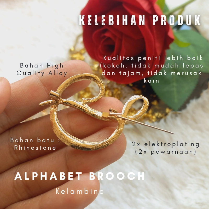 Product image Kelambine - (Free Bros Dagu atau Tuspin) Alphabet Brooch Reborn Premium Free Box Alphabet Reborn A