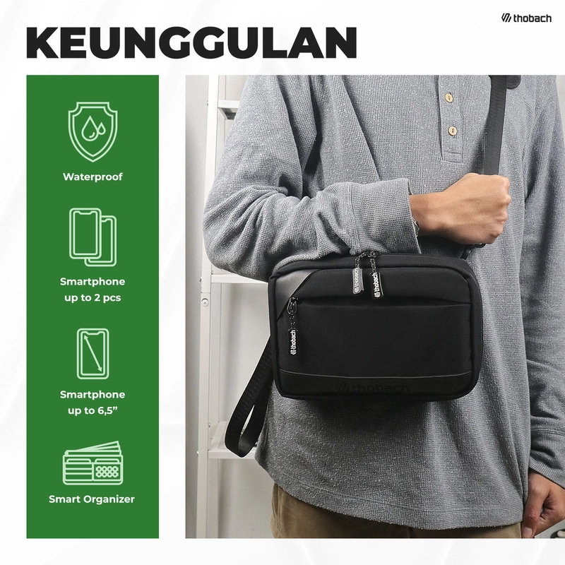 Product image Thobach official - THOBACH-SLING BAG WATERPROOF&FIRE RESIST MICHIGAN HAND BAG MULTIFUNGSI PRIA WANITA ANTI BARA API all size black
