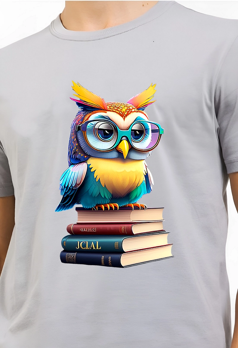 Product image astro - Kaos Pria Gambar 3Dimensi Buku Owl M ABU