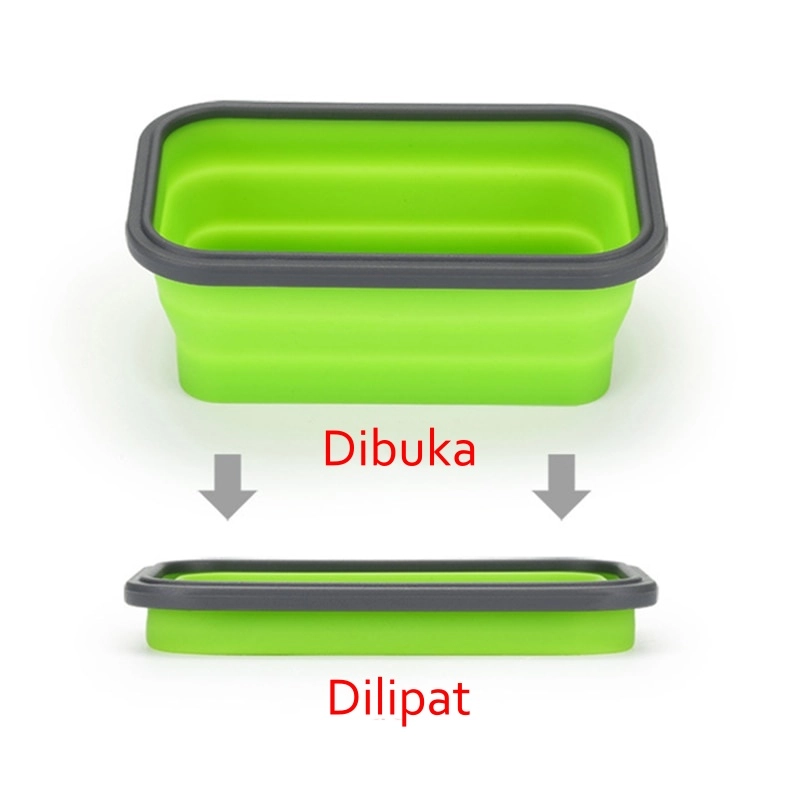 Product image RUMAH RAYA - (PO) Kotak Makan Foldable Bento Lunch Box Eco Friendly 800 ml - TN99 - Green 800 ml 1 pcs