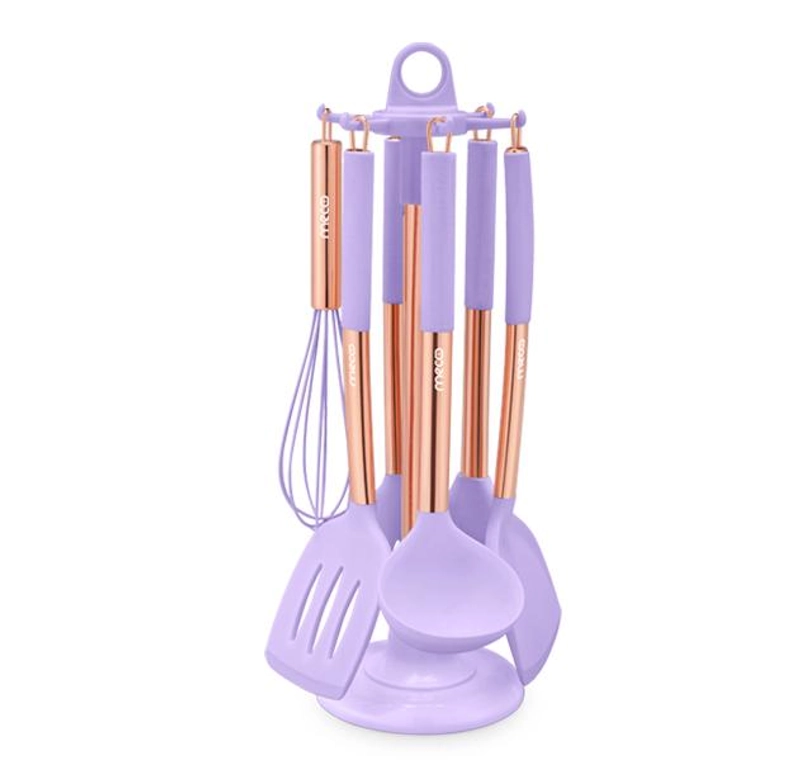 Product image Homespira - 6 in 1 Spatula Set With Storage Rack Irish Lilac Set isi 6 pcs Irish Lilac