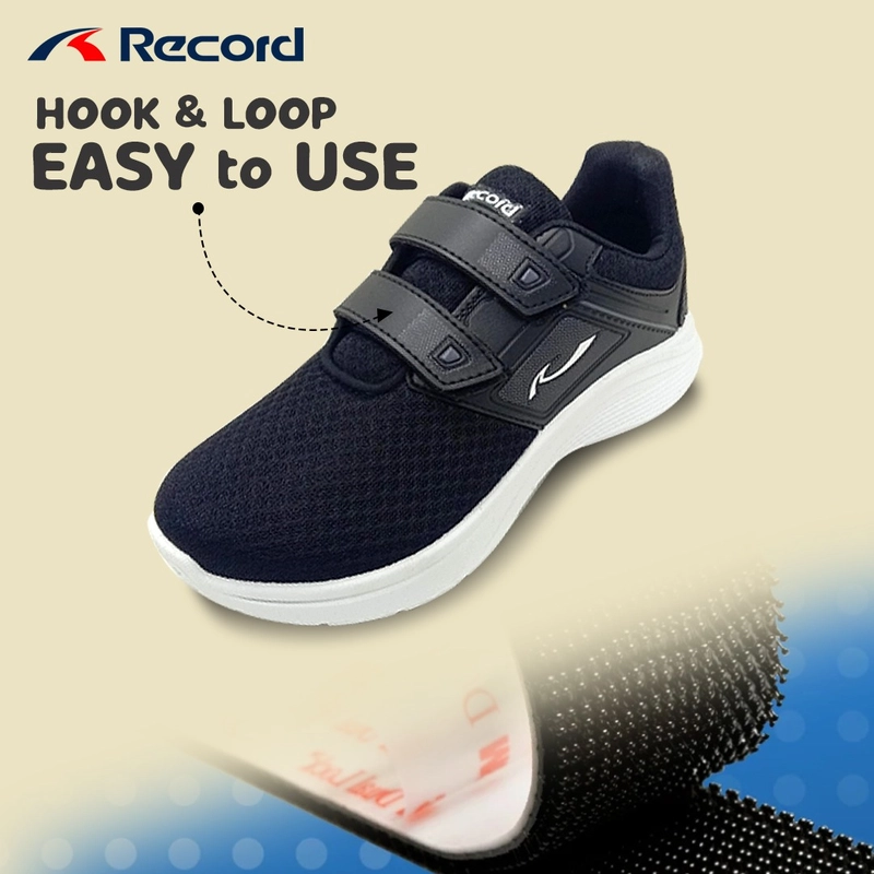 Product image RECORD HAWK SEPATU ANAK TK-SMP 4-13 TAHUN PEREKAT FULL BLACK HITAM PUTIH SEKOLAH 30-37 COWOK/CEWEK 30(20,5CM) 5-5,5 THN HITAM