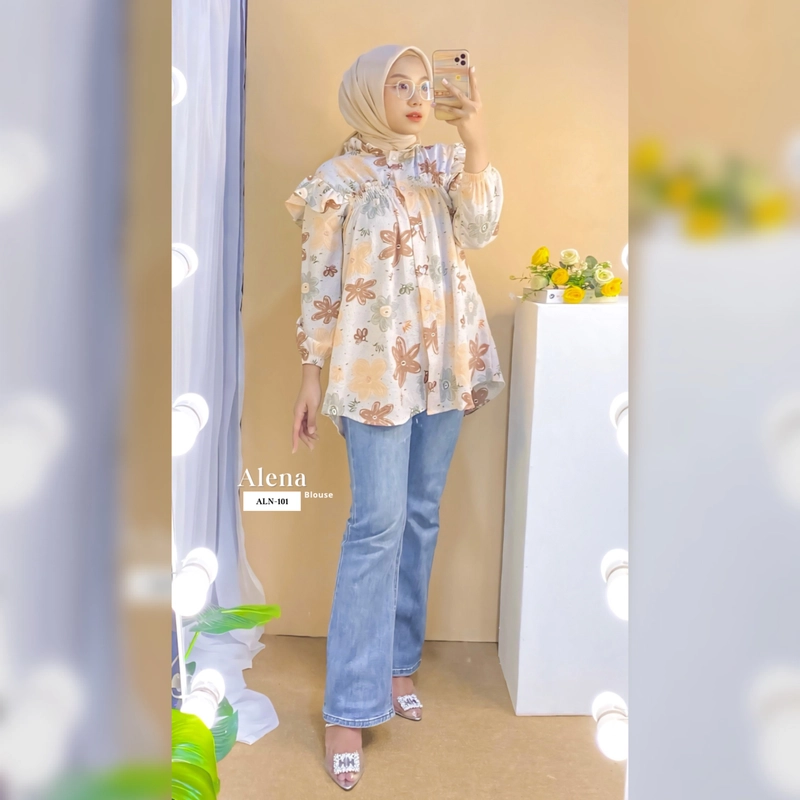 Product image MAMY Gallery - BELI 1 GRATIS 1 - Baju Atasan Wanita Motif Exclussive Alena Blouse All Size ALN 101
