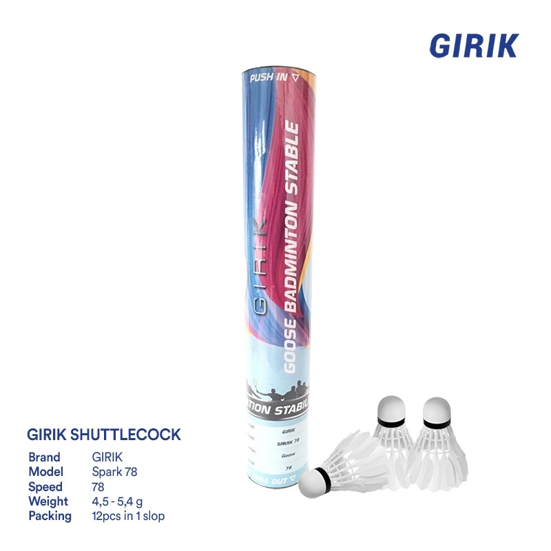Product image Girik - Shuttlecock GIRIK Original SPARK 78 Speed 78 - 12 pcs in 1 Tube Speed 78 Putih