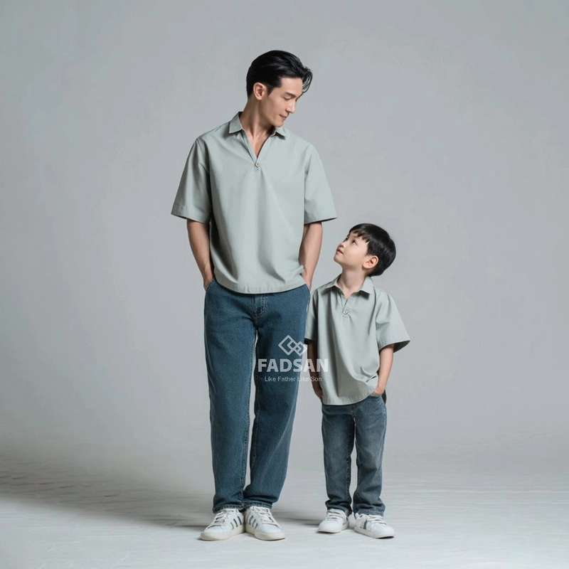 Product image FADSAN - Kemeja Couple Ayah Anak Lengan Pendek Formal Casual Warna Fresh Mint - Palta Series SIZE ANAK XS FRESH MINT