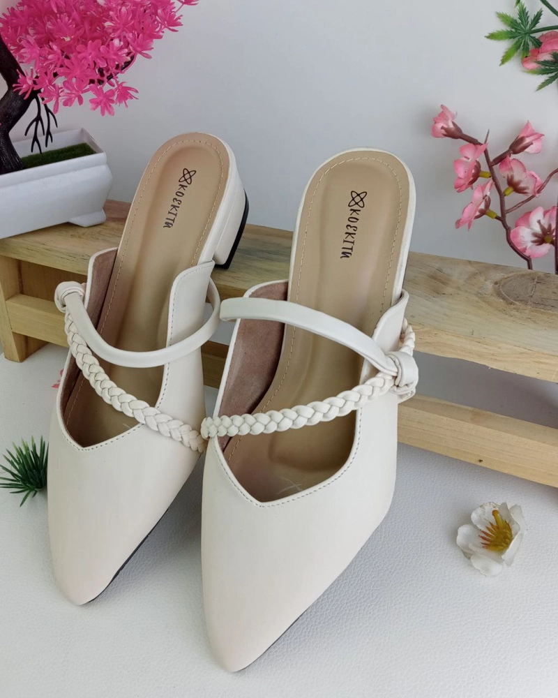 Product image Koekita - Sandal Selop Hels Kepang Wanita 3 cm Evelyn-01 Cream 40 Cream