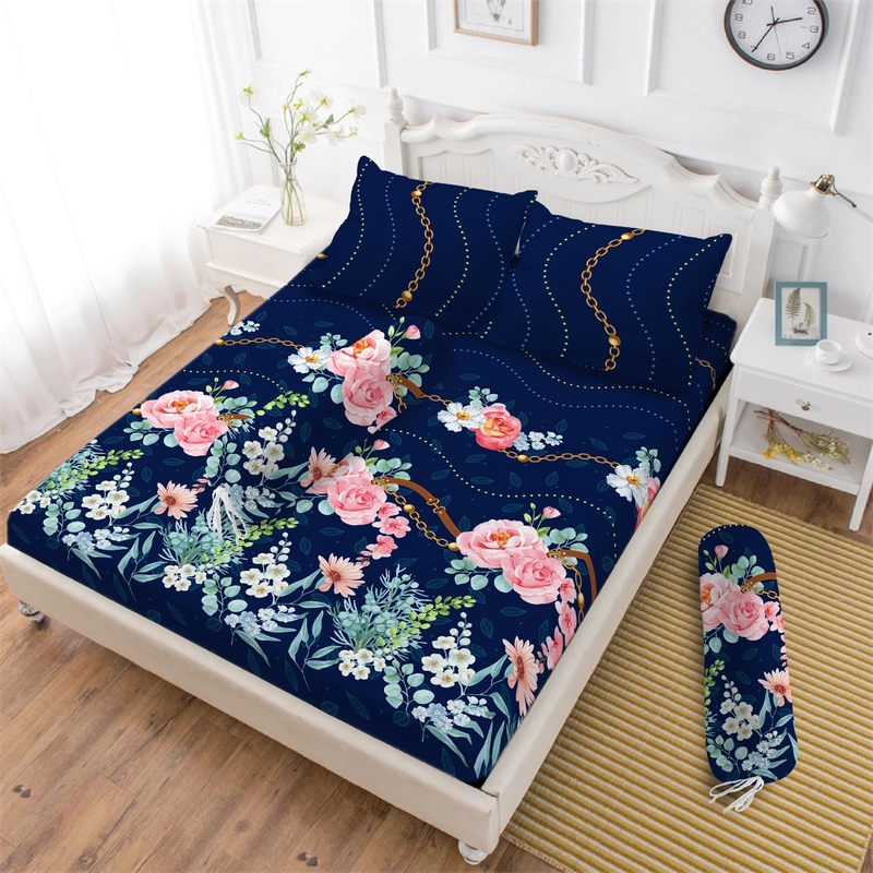 Product image Rosanna - Sprei Set Vito Motif Bunga Aesthetic Ukuran King 180x200 Queen 160x200 Single 120x200 Single 120x200 Oceanic Blue