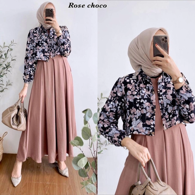 Product image Ks muslim fashion - New Set Outer Rinara All size Rinara rosechoco