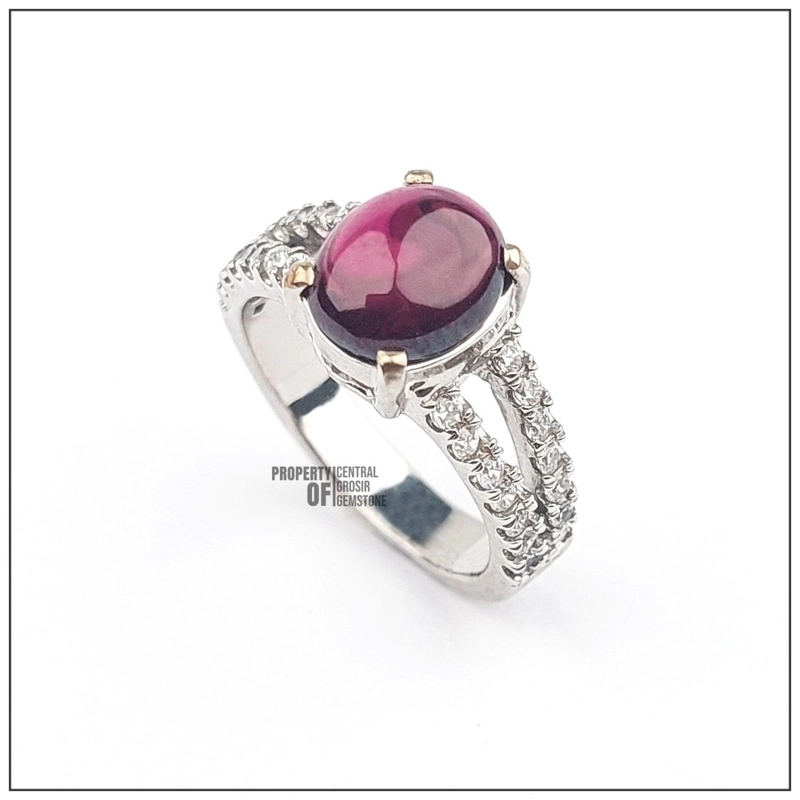 Product image CENTRAL GROSIR GEMSTONE - Natural Rhodolite Garnet Permata Batu Cincin Wanita Perak Silver Asli 15 Red