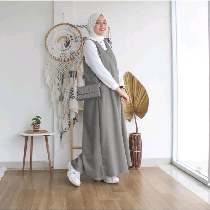 Product image MEQA DAILY - MEGA DAILY - Tiffany Overall Wanita Kantong All Size Abu