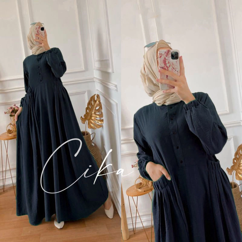 Product image MEQA DAILY - MEGA DAILY - Gamis Cika Dress Wanita Bahan Hyget Super Navy