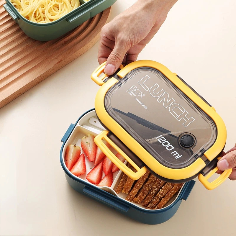 Product image RUMAH RAYA - (PO) Kotak Makan Bento Lunch Box Double Layer - HF225 1200 ml Blue/Yellow