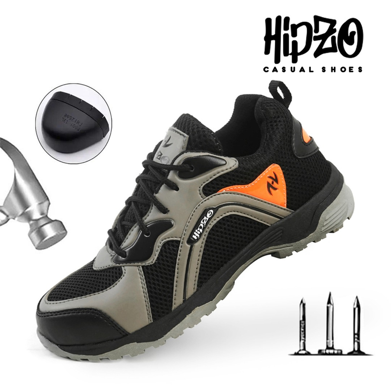 Hipzo - HIPZO-Hipzo Sepatu Sporty M065 Kerja Original Untuk Pria Wanita Kerja Pabrik Tambang Proyek 39 HITAM ABU
