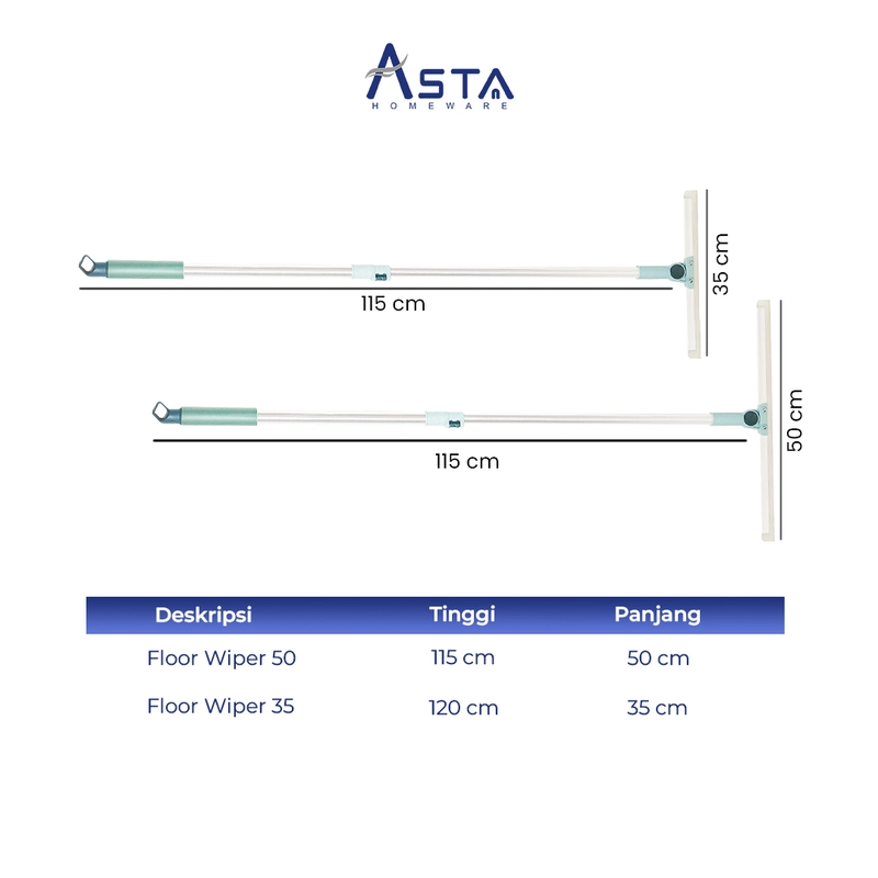 Product image Asta Serokan Air Karet Pembersih Lantai Jendela Serbaguna Gagang Panjang 117 cm Size 30 cm